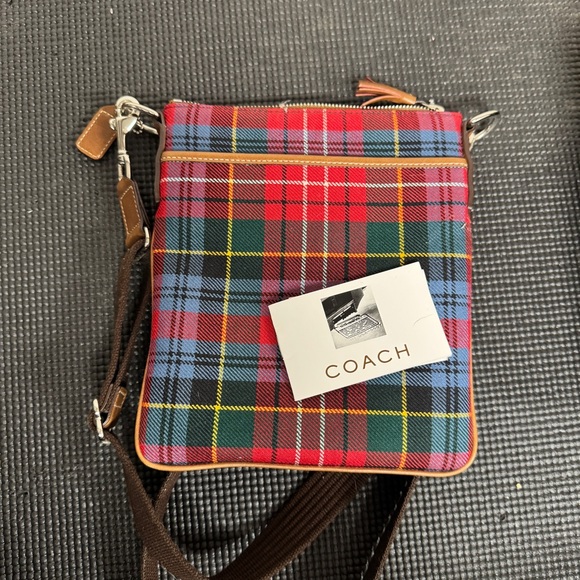 Coach Red Plaid with Leather Bucket Hat - Picture 8 of 8